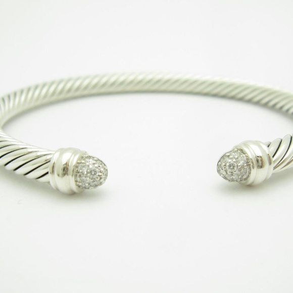 David Yurman Jewelry - David Yurman  Silver 5mm Pave Diamond Bracelet